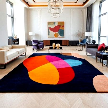 Handcrafted Abstract Color Block Modern Area Rug